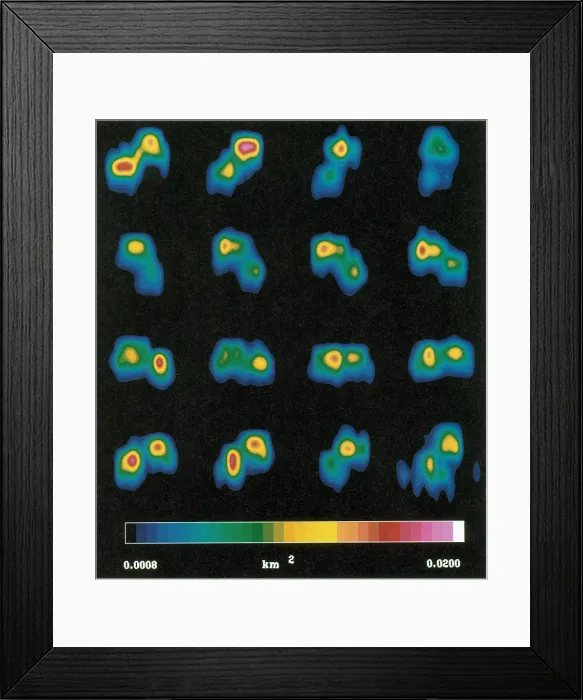 Framed Print : Castalia Asteroid Sequence, False-Color Coding, 1989 Framed Print : Castalia Asteroid Sequence, False-Color Coding, 1989