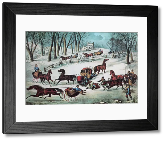 Framed Print : Sleighs, American Winter, 1870 Framed Print : Sleighs, American Winter, 1870
