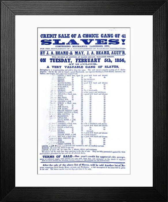 Framed Print : Slave Market Auction, 1856 Framed Print : Slave Market Auction, 1856