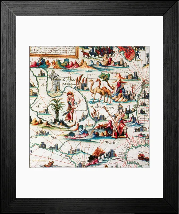 Framed Print : Pierre Desceliers, Central Asia Map, 1550