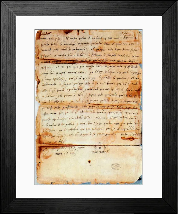 Framed Print : Letter written by Christopher Columbus Framed Print : Letter written by Christopher Columbus