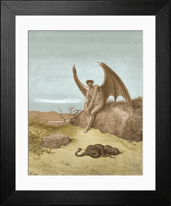 Framed Print : Satan Finding Serpent by Gustave Dore