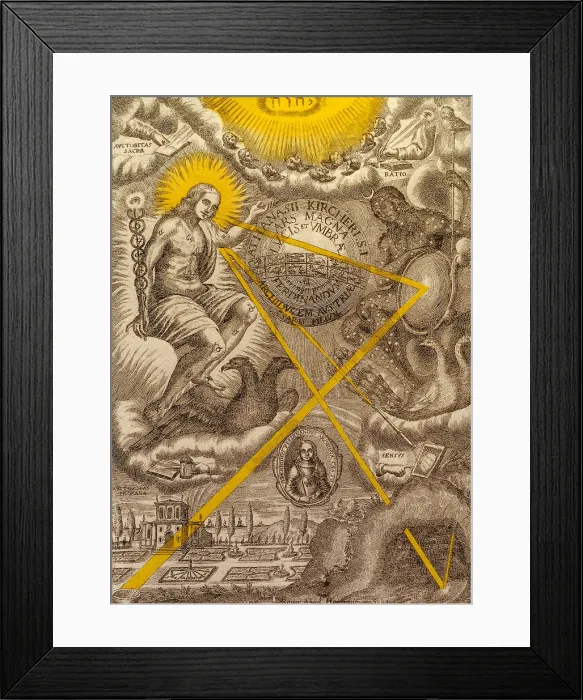 Framed Print : Ars Magna Lucis, Threefold Universe, 1646 Framed Print : Ars Magna Lucis, Threefold Universe, 1646