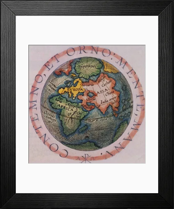 Framed Print : Hemispherical World Map, 1601 Framed Print : Hemispherical World Map, 1601
