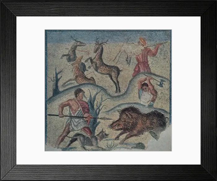 Framed Print : Roman Hunting Party Mosaic, 2nd Century BC