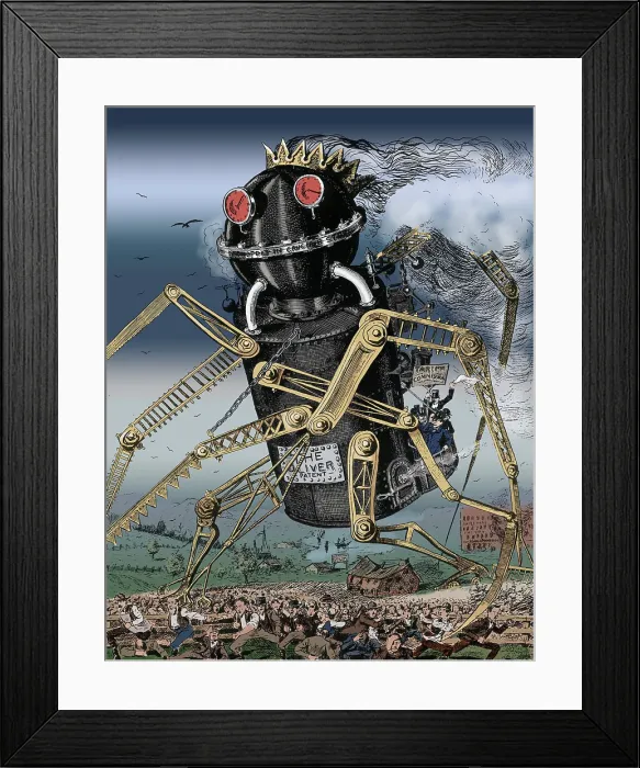 Framed Print : Rampaging Robot, Political Cartoon, 1882