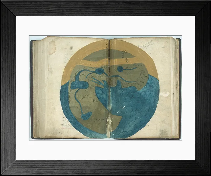 Framed Print : Islamic Map of the Inhabited World, 16th Century Framed Print : Islamic Map of the Inhabited World, 16th Century