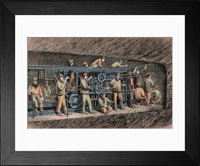 Framed Print : Mont Cenis Rail Tunnel Construction, 1860s Framed Print : Mont Cenis Rail Tunnel Construction, 1860s