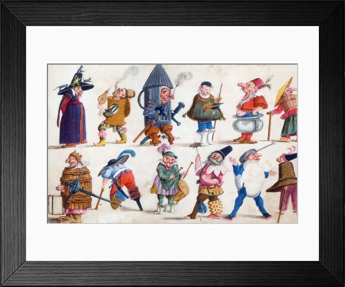 Framed Print : Grotesque Costume Designs, 17th Century Framed Print : Grotesque Costume Designs, 17th Century