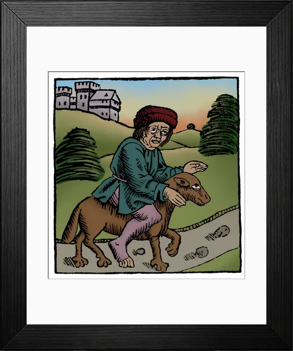 Framed Print : Warlock, Practitioner of Evil Magic, 1489