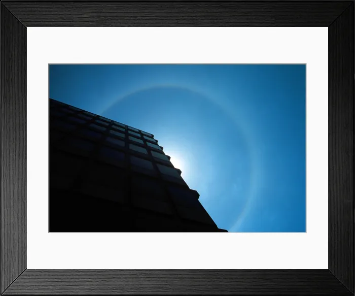 Framed Print : Halo. A halo is any of a variety of bright circles or arcs centered on the sun or moon