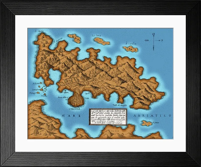 Framed Print : Island of Korcula, 1571