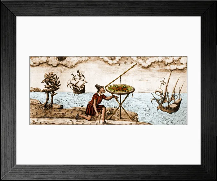 Framed Print : Man Using Circumferentor, 1583 Framed Print : Man Using Circumferentor, 1583