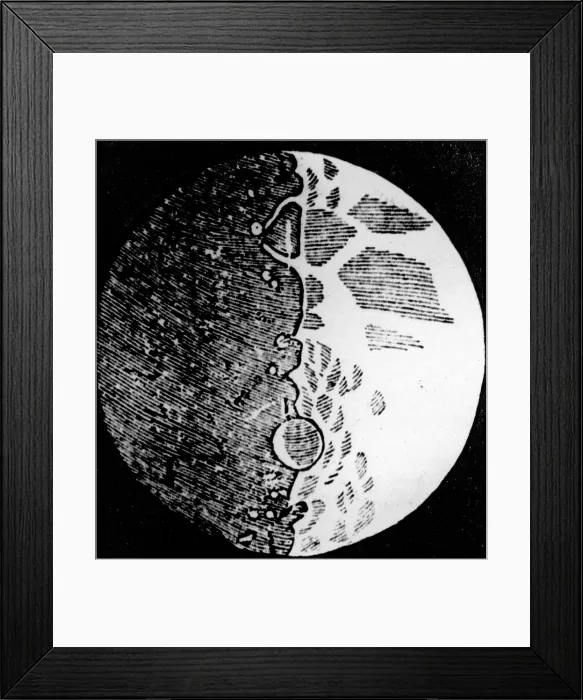 Framed Print : Galileo Moon Drawing Framed Print : Galileo Moon Drawing