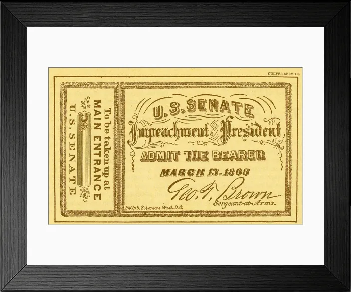 Framed Print : Impeachment Ticket, 1868