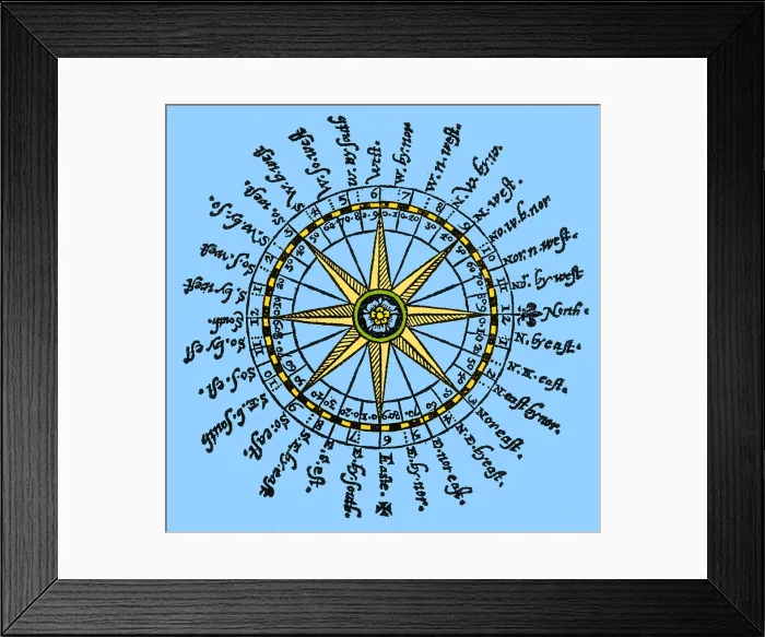 Framed Print : Compass Rose, 1607 Framed Print : Compass Rose, 1607