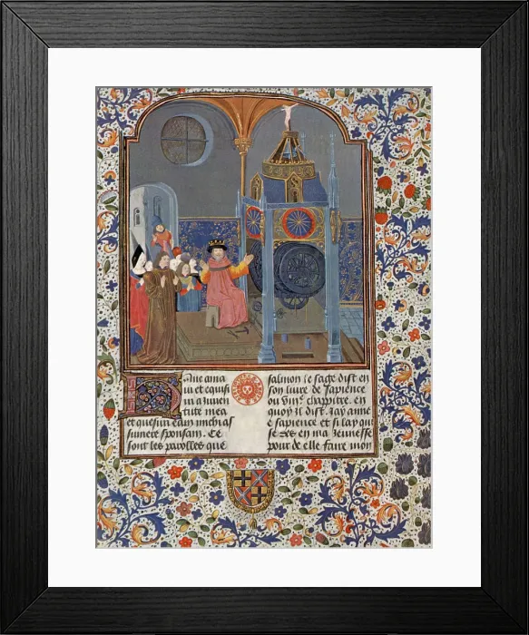 Framed Print : 'The Clock of Wisdom, ' Illuninated Manuscript