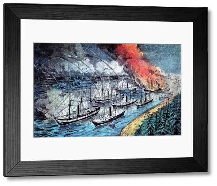 Framed Print : American Civil War, Farragut's Fleet at Port Hudson, 1863 Framed Print : American Civil War, Farragut's Fleet at Port Hudson, 1863