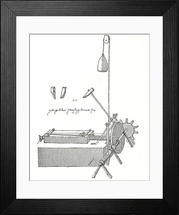 Framed Print : File Cutting Machine by Leonardo Da Vinci
