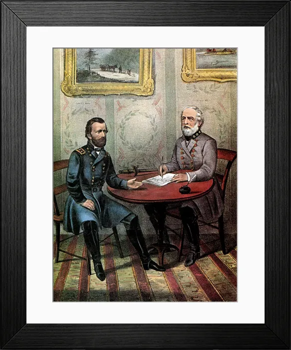 Framed Print : American Civil War, Surrender of Lee, Appomattox, 1865 Framed Print : American Civil War, Surrender of Lee, Appomattox, 1865