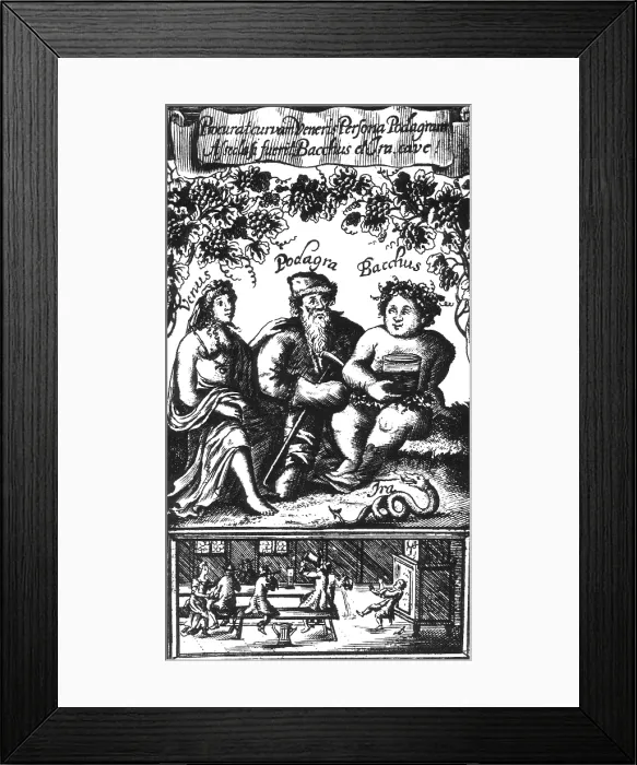 Framed Print : Venus, Podagra and Bacchus, 1687 Framed Print : Venus, Podagra and Bacchus, 1687
