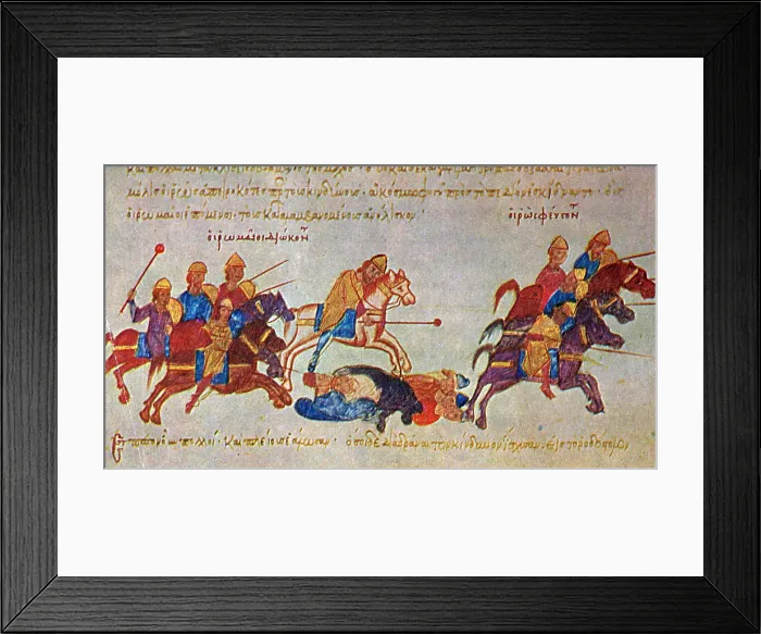Framed Print : Byzantines Cavalrymen Pursuing the Rus, 10th Century Framed Print : Byzantines Cavalrymen Pursuing the Rus, 10th Century