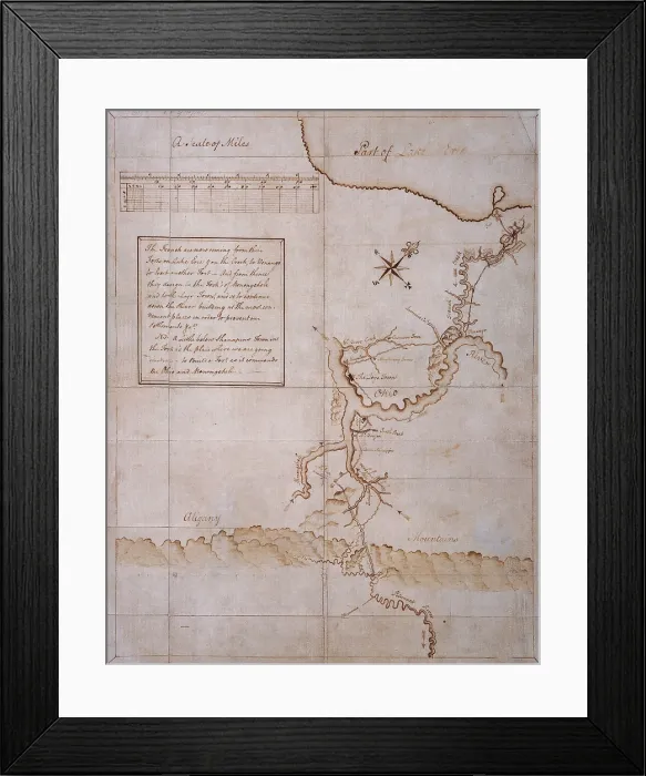 Framed Print : Map by General George Washington, 1753-54 Framed Print : Map by General George Washington, 1753-54