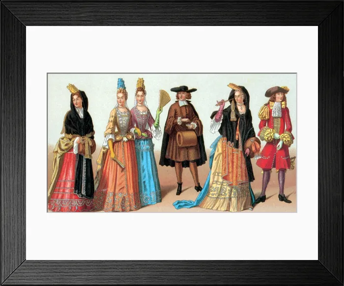 Framed Print : French Fashion, 1690s