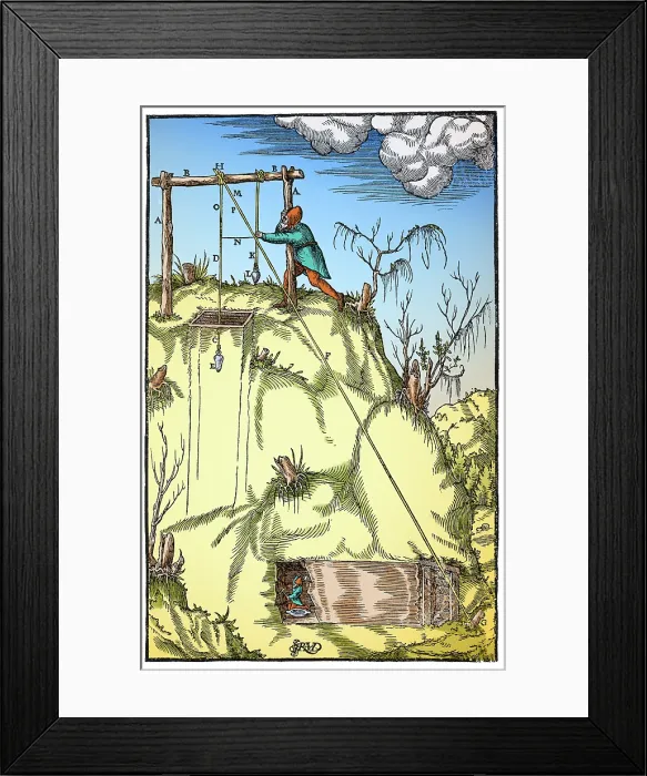 Framed Print : Georgius Agricola, De Re Metallica, Triangulation Framed Print : Georgius Agricola, De Re Metallica, Triangulation