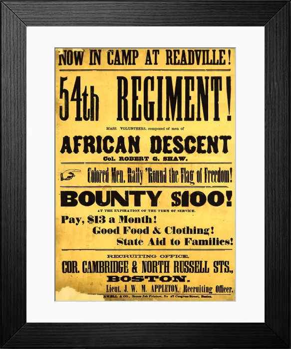 Framed Print : Recruiting Poster for Black Men, American Civil War, 1863 Framed Print : Recruiting Poster for Black Men, American Civil War, 1863
