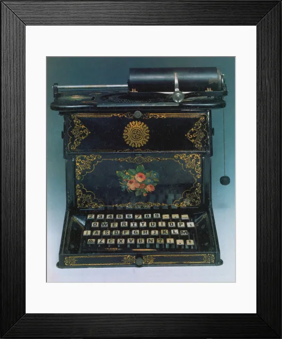 Framed Print : Sholes and Glidden Typewriter
