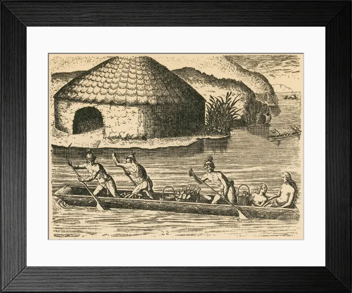 Framed Print : Native Americans Transporting Crops, 16th Century Framed Print : Native Americans Transporting Crops, 16th Century