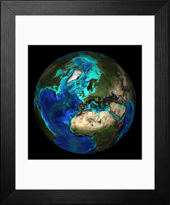 Framed Print : Topographical Map of Coordinates 45 N, 0 E