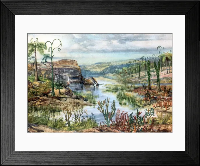 Framed Print : Prehistoric, Middle Devonian Landscape Framed Print : Prehistoric, Middle Devonian Landscape