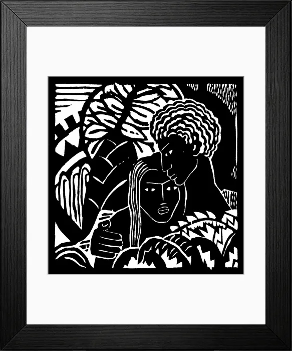 Framed Print : WPA Art, Couple Embracing