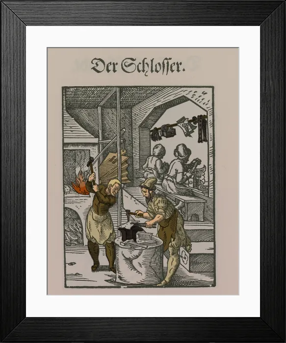 Framed Print : Locksmith, Medieval Tradesmen Framed Print : Locksmith, Medieval Tradesmen
