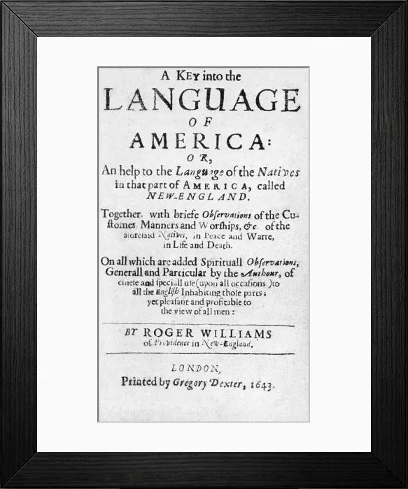 Framed Print : Title Page, Language of America, 1643