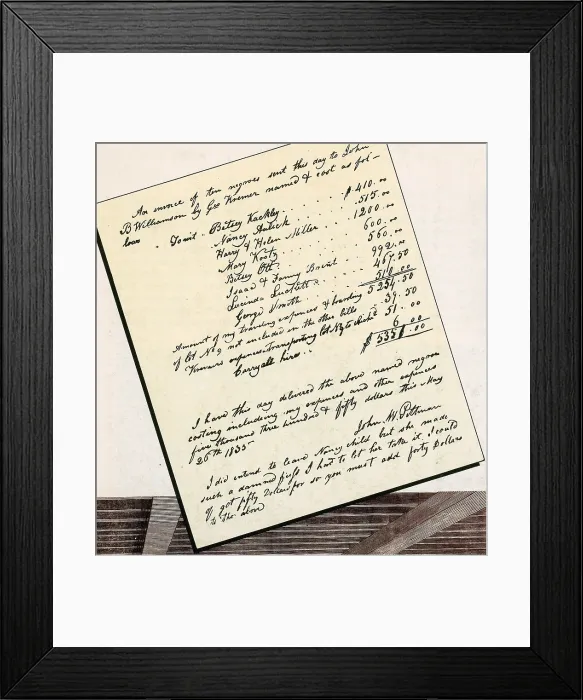 Framed Print : Invoice, Sale of Black Slaves Framed Print : Invoice, Sale of Black Slaves