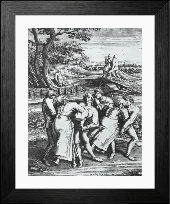 Framed Print : Dancing Mania, Example of Mass Hysteria, Etching, 1564, Psychology Framed Print : Dancing Mania, Example of Mass Hysteria, Etching, 1564, Psychology