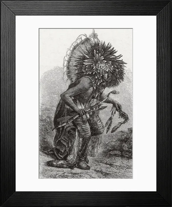Framed Print : Hidatsa Warrior Dancing Framed Print : Hidatsa Warrior Dancing