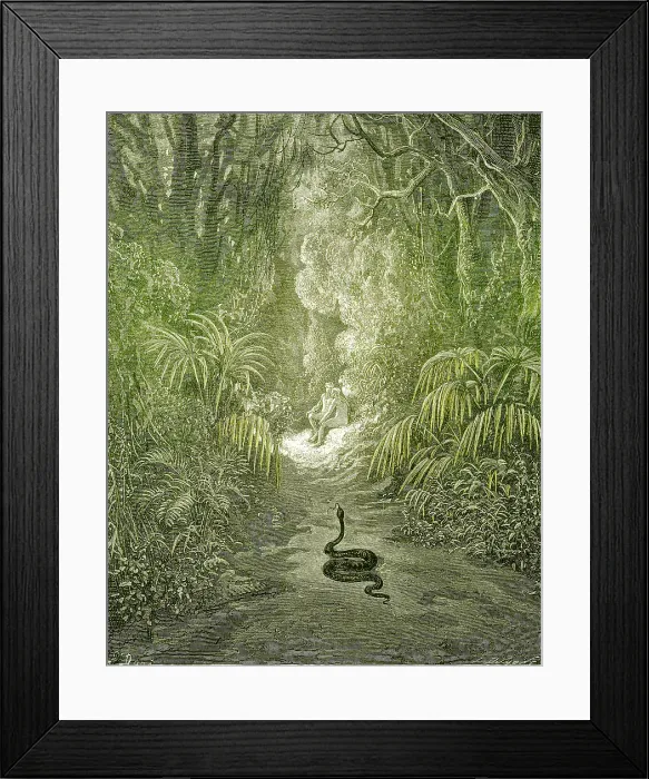 Framed Print : Adam and Eve and Snake by Dore