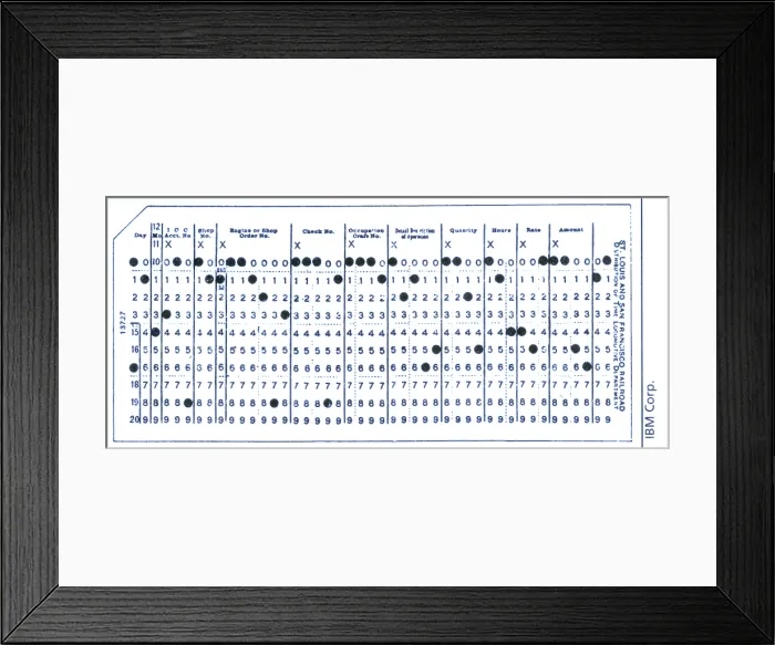 Framed Print : 45 Column Punch Cards Framed Print : 45 Column Punch Cards