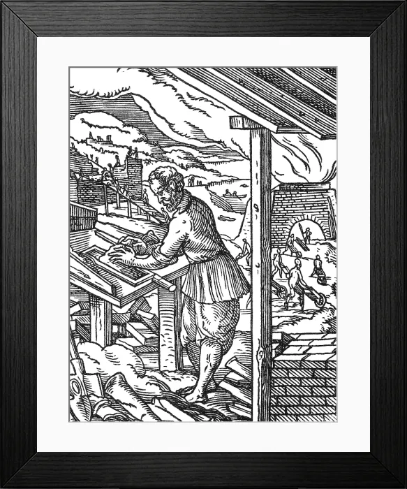 Framed Print : Brick Maker, Medieval Tradesman Framed Print : Brick Maker, Medieval Tradesman