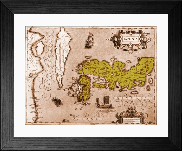 Framed Print : Mercator Hondius Atlas, Map of Japan, 1606 Framed Print : Mercator Hondius Atlas, Map of Japan, 1606