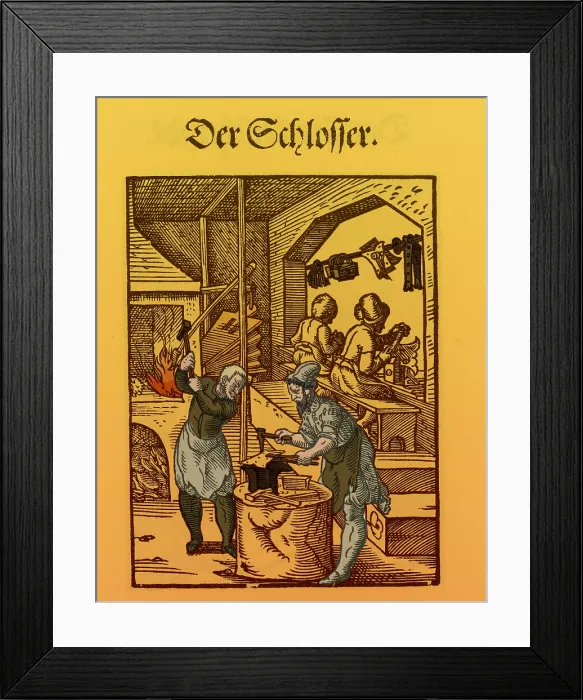 Framed Print : Locksmith, Medieval Tradesmen Framed Print : Locksmith, Medieval Tradesmen