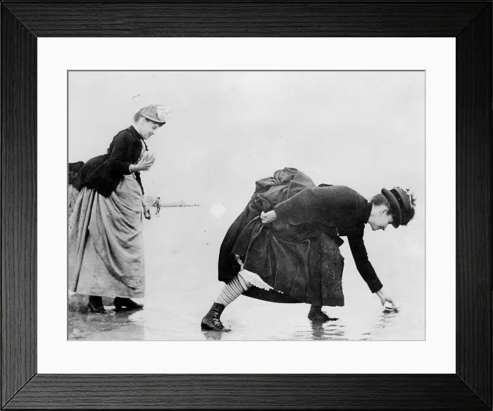 Framed Print : Victorian Ladies on the Beach