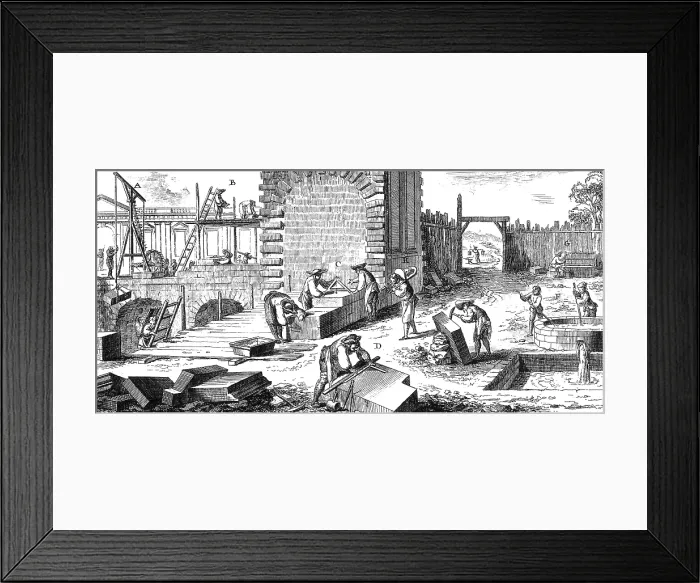Framed Print : Stonemasonry, 18th Century