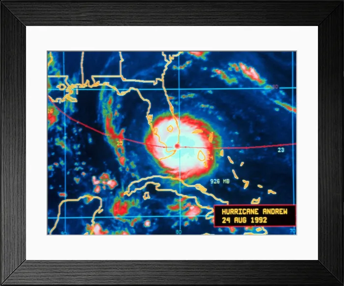 Framed Print : Hurricane Andrew, Infrared Image, 1992 Framed Print : Hurricane Andrew, Infrared Image, 1992