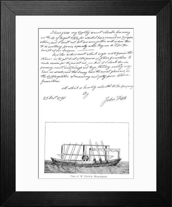Framed Print : John Fitch Steamboat, 1790 Framed Print : John Fitch Steamboat, 1790