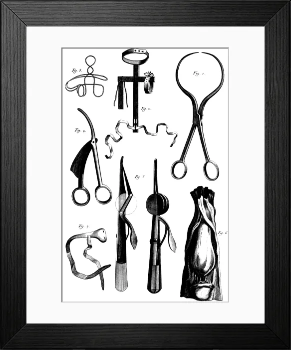 Framed Print : Medical Instruments, 18th Century Framed Print : Medical Instruments, 18th Century